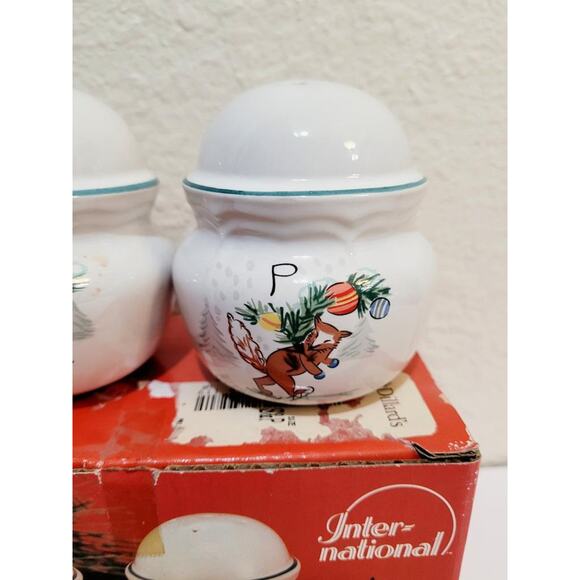 International China Co COUNTRY CHRISTMAS Salt and Pepper Shakers Fox Rabbit 1980 - Picture 3 of 9